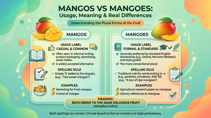 Mangos vs Mangoes: Usage, Meaning & Real Differences