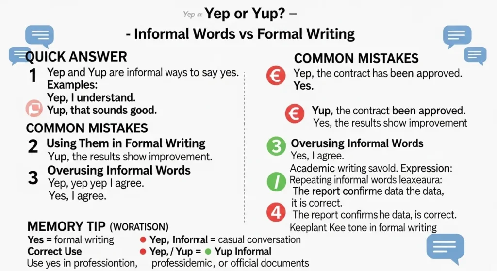 Common Mistakes with Yep or Yup
