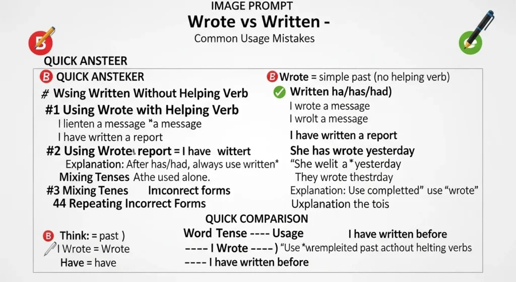 Common Mistakes with Wrote or Written
