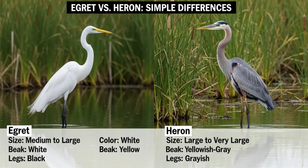Egret vs Heron: Simple Difference, Size, Color & Real Meaning Explained