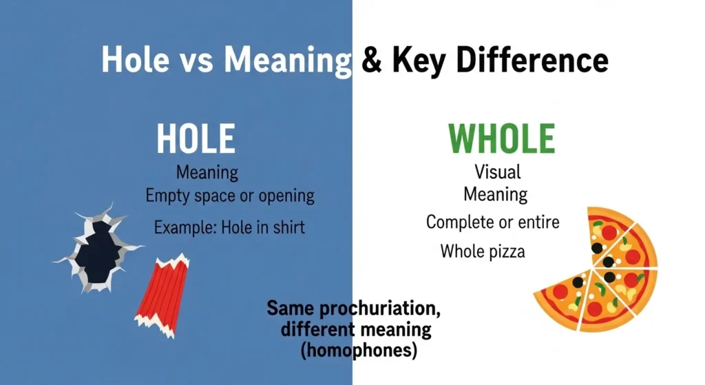 Hole or Whole Meaning, Difference, and Correct Usage