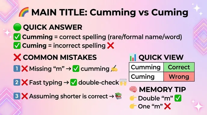 Common Mistakes with Cumming or Cuming