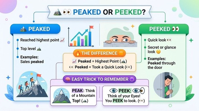 peaked or peeked