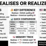 realises or realizes